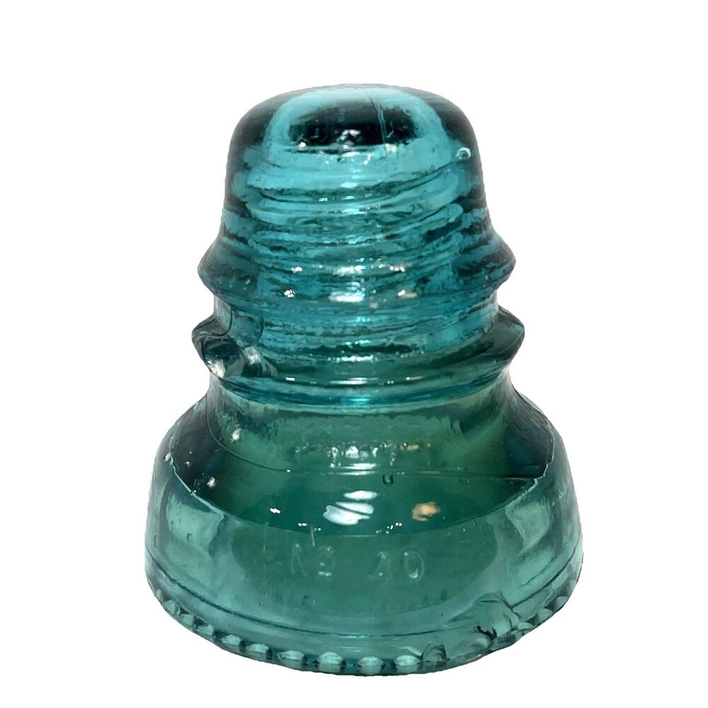 Vintage Hemingray No 40 Vibrant Aqua Blue Glass Insulator Industrial Salvage